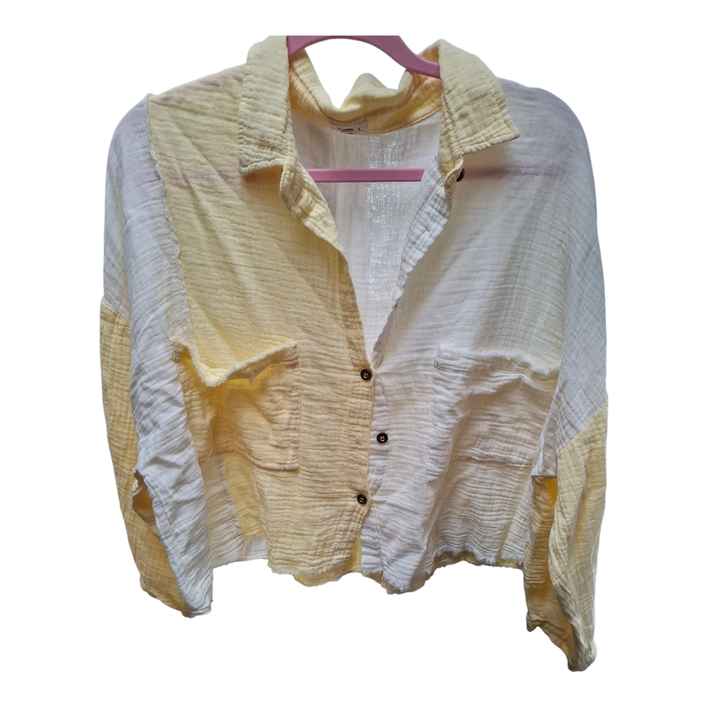 POL Yellow and White Textured Shirt
